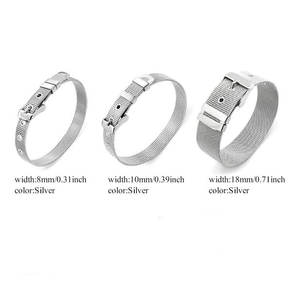 

charm mesh bracelet stainless steel adjustable diy bracelets men women simple watch strap, Golden;silver