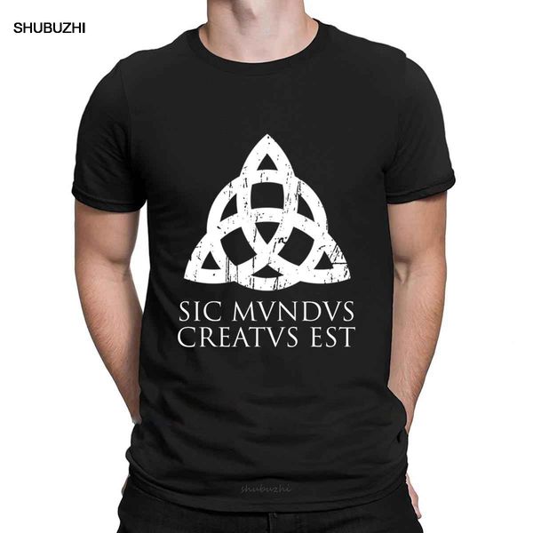 

sic mundus est creatus dark t shirt new fashion spring letters outfit character crew neck fitness cotton shirt