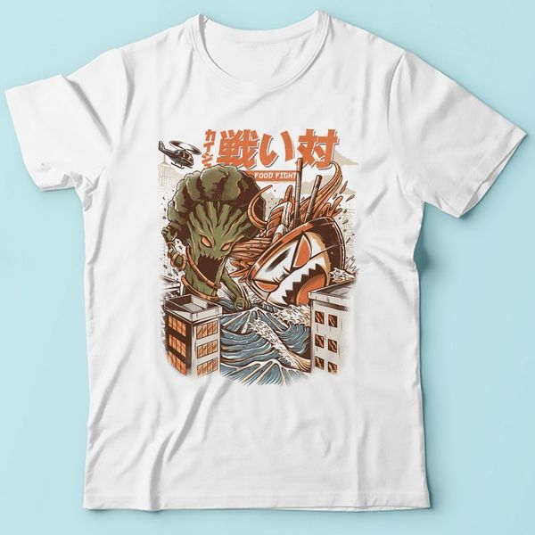 

japan anime brocco fight ramen kaiju funny t shirt homme 2019 summer new white casual short sleeve tshirt men