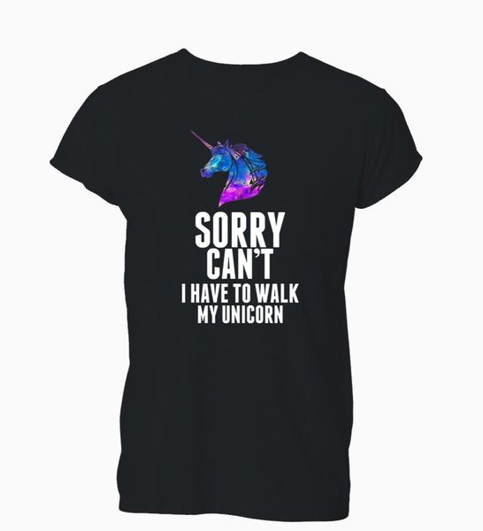 

2019 fashion summer t-shirt sorry can't i have to walk my unicorn hipster t-shirt tshirt mens womens tee shirt