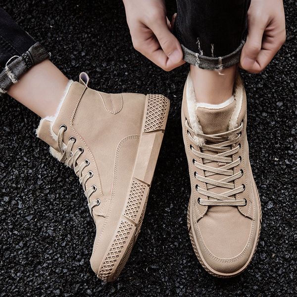 

men's shoes hight-casual trendy shoes korean-style summer plus velvet warm sports northeast thi waterproof large cotton-pa l, Black