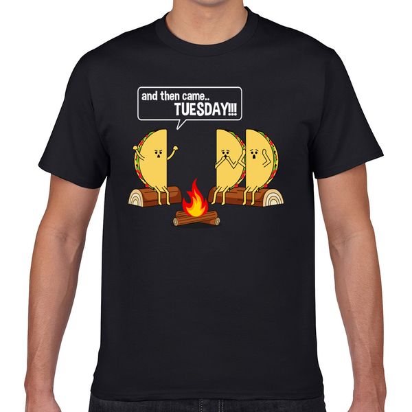

t shirt men taco tells scary campfire story about tuesdays funny graphic casual black geek custom male tshirt xxxl