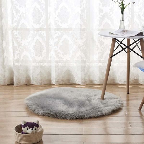 

round soft faux sheepskin fur area rugs for bedroom living room floor shaggy silky plush carpet white faux fur rug bedside rugs
