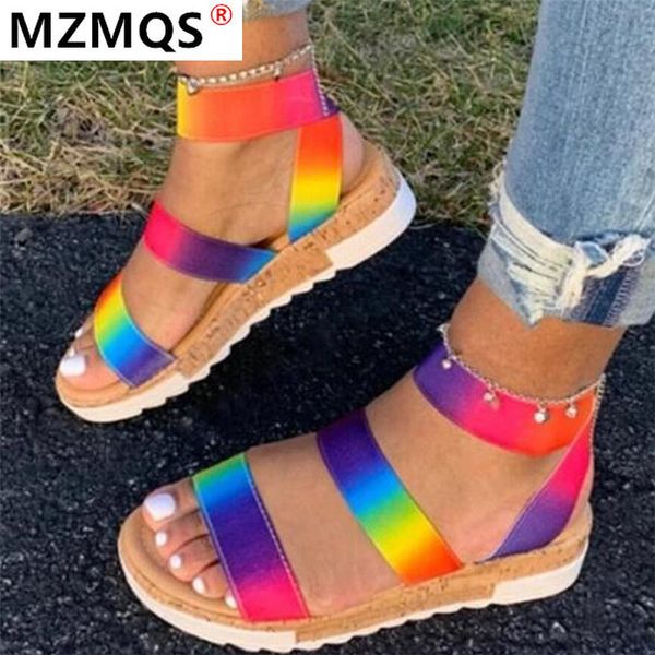 

2020 new wholesale big size 35-43 female summer multi color platform sandals rainbow ins sandals women fashion shoes woman, Black
