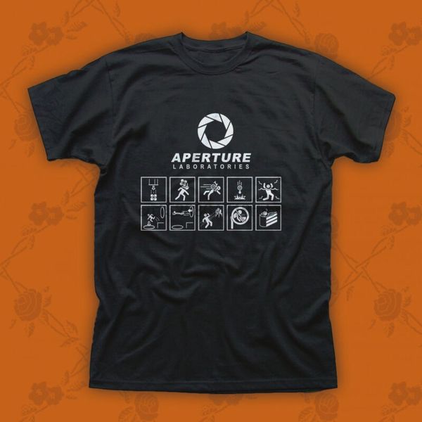 

portal 2 aperture laboratories logo mens black cotton t-shirt size m-3xl