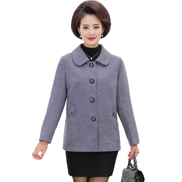 

women's jackets middle age mother outerwear fashion plus size women coat loose elegant lapel solid color a772, Black;brown