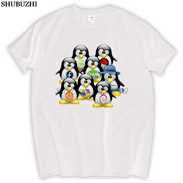 

a group of penguins linux men brand t-shirt cotton men tee shirt shubuzhi brand euro size tee-shirt sbz5249