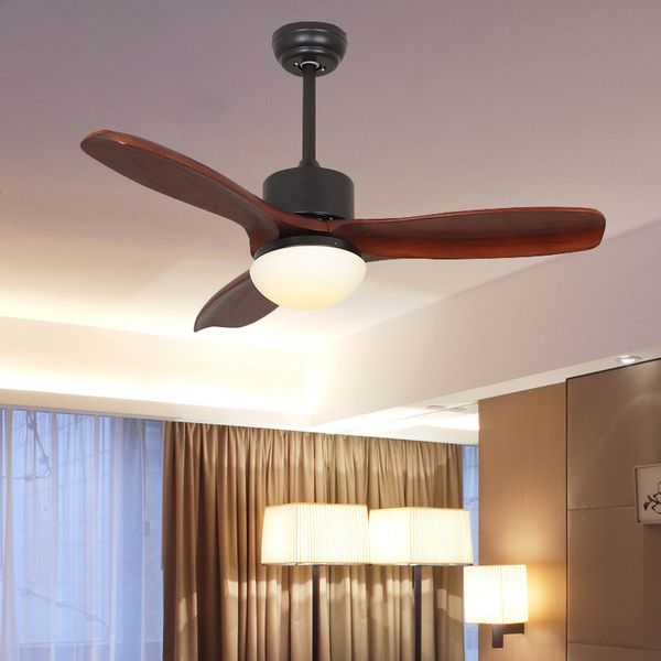 

electric fans modern solid wooden led ceiling fan light forliving room pure copper motor 42 52 inch blades remote control
