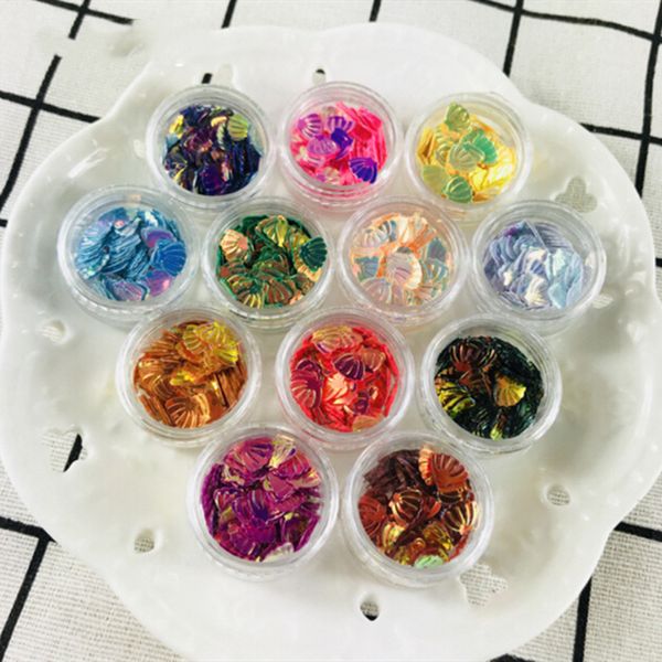 

3d red /yellow mermaid shell nail dust sets holo glitter sequins flakes manicure decoration nail art tips, Silver;gold