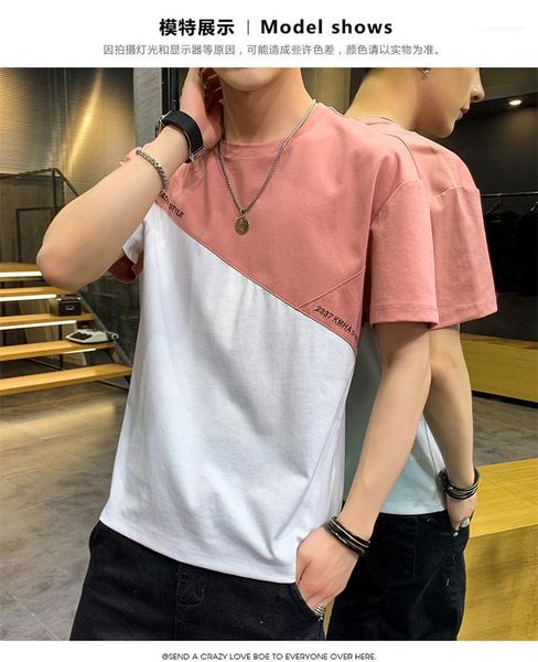

clothing mens designer patchwork o neck tshirts fashion loose letter short sleeve mens tees casual males, White;black