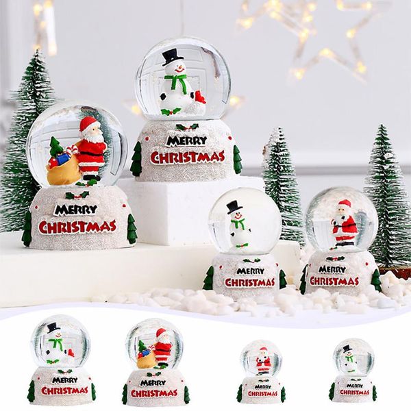 

crystal ball ornament glowing santa snowman glass ball with 320ml water adornment decorative deskchristmas party decor #p5