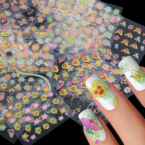 

30 листов 3d ультра-тонкий клей для ногтей наклейки набор письмо бабочки смешанные конструкции цветка этикеты diy nail советы по красоте укр, Black