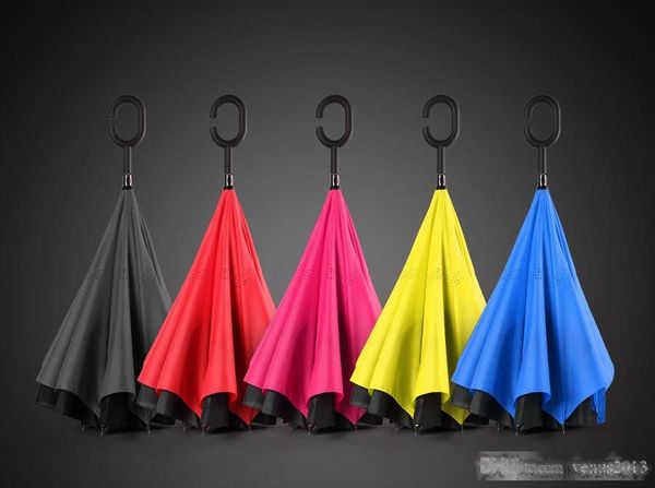 

windproof reverse folding double layer inverted umbrella self stand umbrella rain/sun women/men high quality