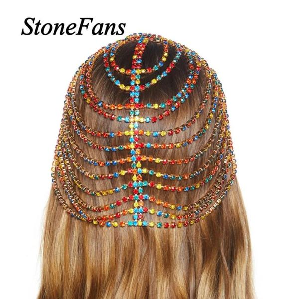 

stonefans boho ручной работы красочные rhinestone головная повязка цепь для женщин bling кристалл люкс головной цепи свадебные ювелирные изд, Golden;silver