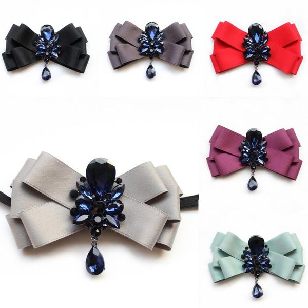 

neck ties formal men women wedding suit collar shirt necktie alloy bow tie elastic band rhinestone crystal butterfly uniform ribbon bowtie, Blue;purple