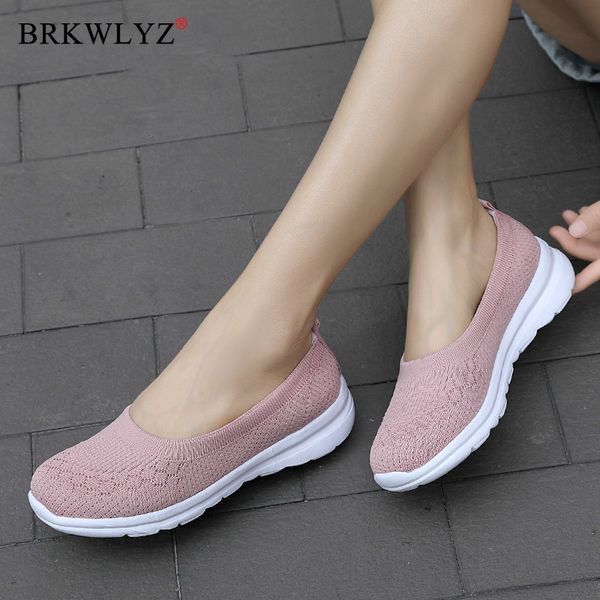 

brkwlyz 2020 new women flats shoes breathable mesh casual summer shoes woman slip-on loafers female ladies flats footwear, Black