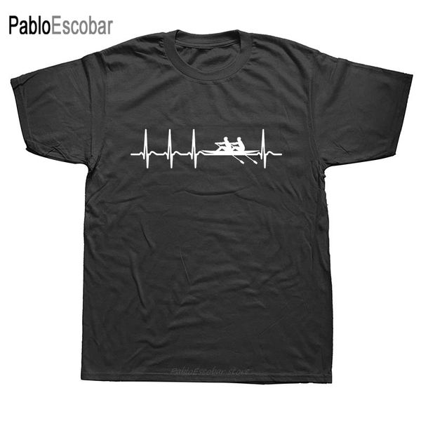 

summer new heartbeat of rowing t shirt mans short sleeve fashion kayaking t-shirt o-neck men funny canoeing tshirt