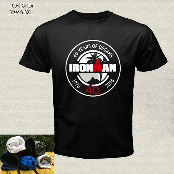 

summer ironman 40 years of dreams triathlon men's black t-shirt size s-3xl