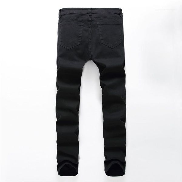 

apparel mens panelled jeans new designer fashion white pencil pants zip casual pocket drawstring males regular, Blue