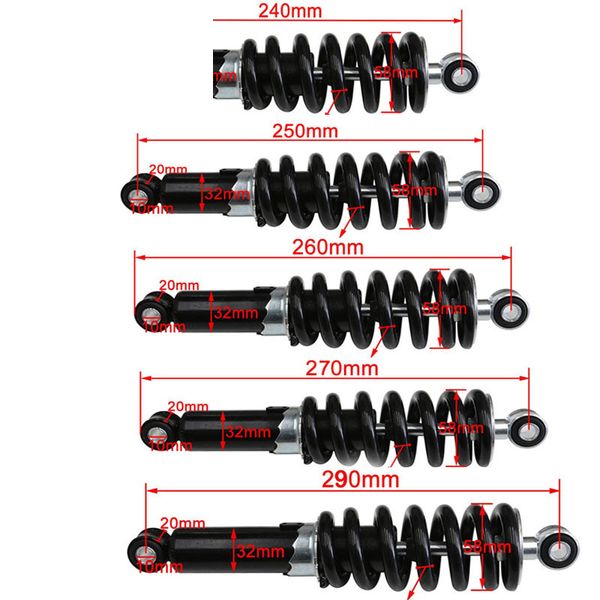 

240mm 250mm 260mm 270mm 290mm off-road moto air absorber rear suspension 1200lbs for motorcycle atv scooter pit bike