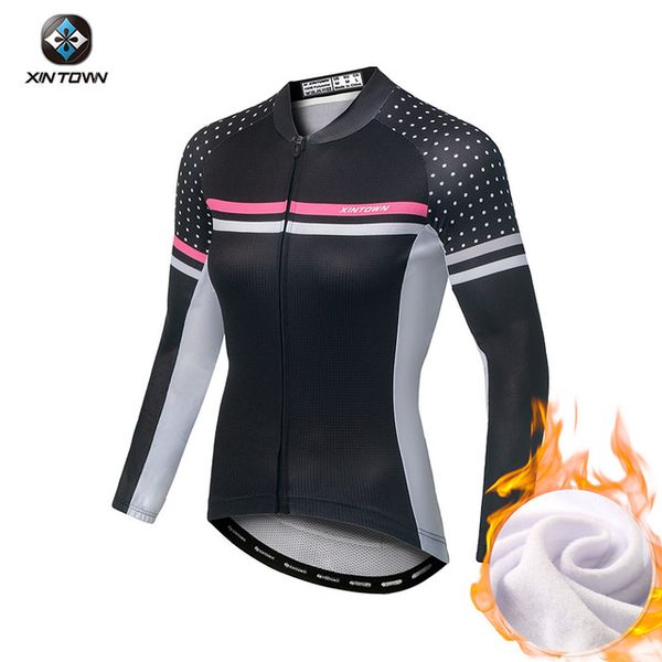 

autumn winter cycling jacket women long sleeved bike jacket thermal fleece bicycle female cycle jackets, Black;red