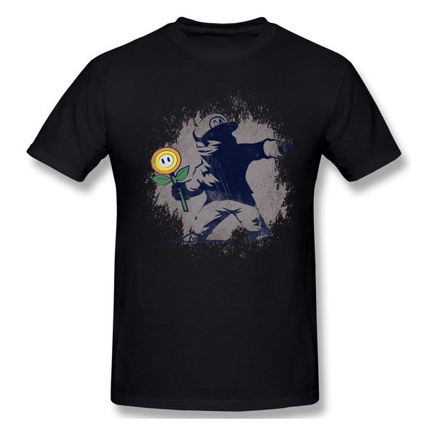 

banksy flower funny t-shirt men women summer o neck casual cotton t shirt graphic tee crew neck top