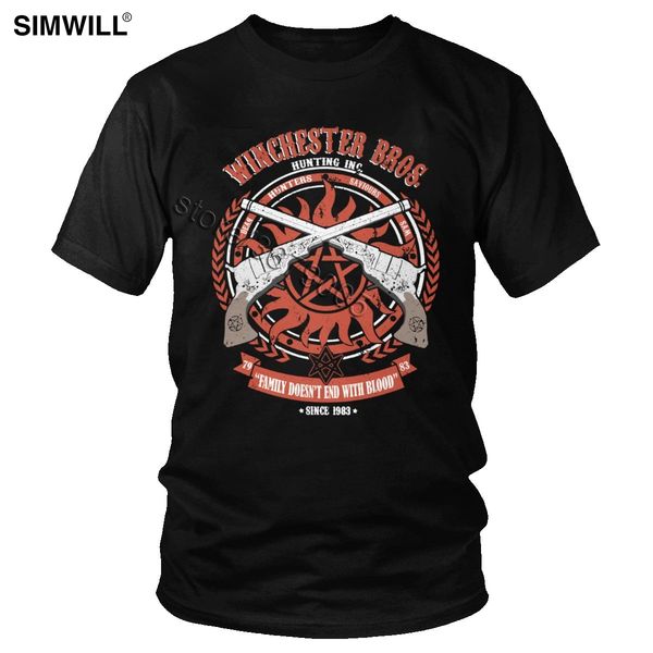 

vintage supernatural t shirt men short sleeve winchester bros hunting t-shirt cool retro tv show graphic tee gift idea apparel