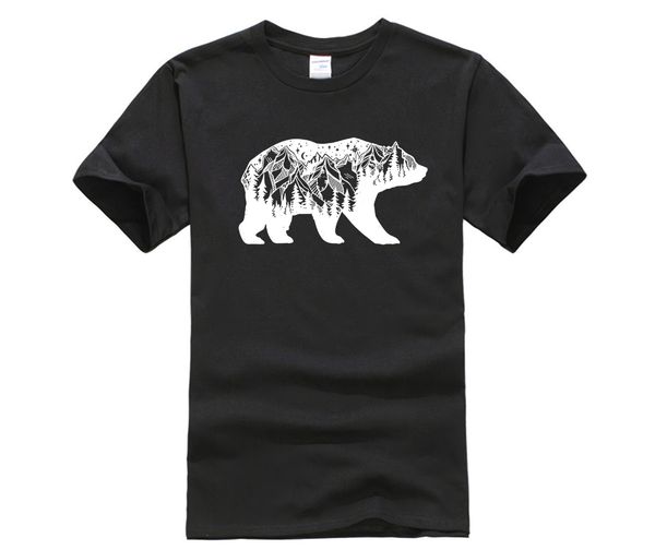 

starry mountains bear t shirt 2019 round neck t-shirt men's summer men's short t-shirt