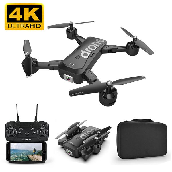 

f88 drone rc quadcopter foldable portable wifi drones with 4k hd wide-angle live video camera altitude hold mode dron toys