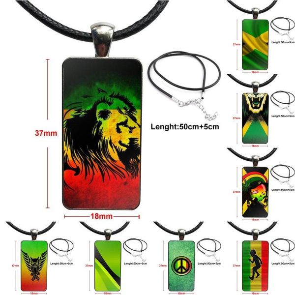 

cool jamaica national flag glass pendant necklace handmade half pendant rectangle necklace for women wedding gift, Silver