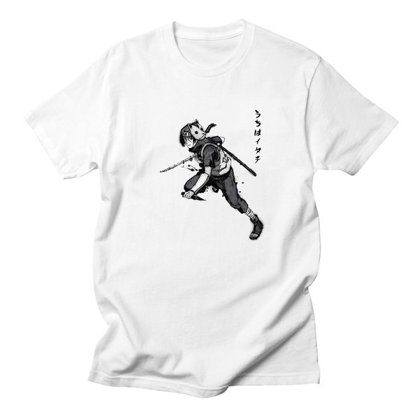 

itachi uchiha t shirt men's ninja t-shirt naruto tshirts amazing popular logo white tees cotton clothes japan
