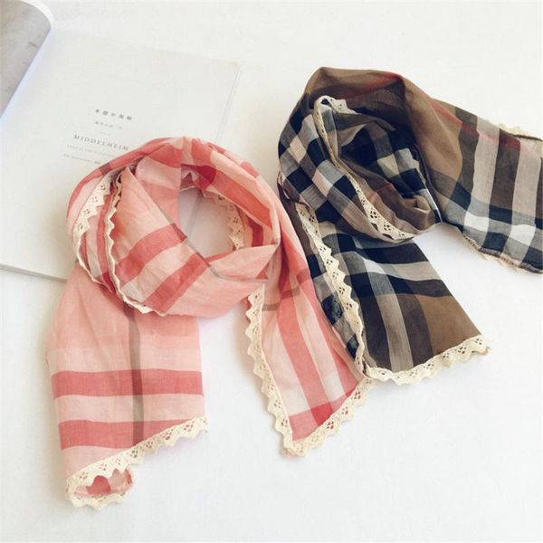 

kids children thin scarves cotton lace plaid spring autumn cute wraps rings boys girls accessories wholesale new gifts korean, Blue;gray