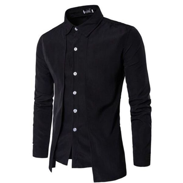 

2020 tuxedo shirts men irregular fashion cotton breathable comfortable shirts blouses,england style turn-down collar, White;black