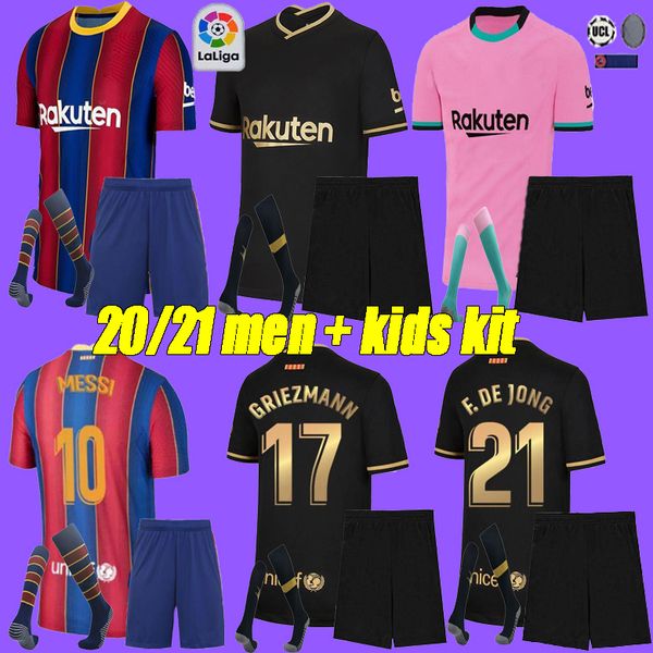 

fc barcelona soccer jersey 20 21 camiseta de futbol ansu fati 2020 messi griezmann de jong maillots de football shirt men kids kit camisa, Black