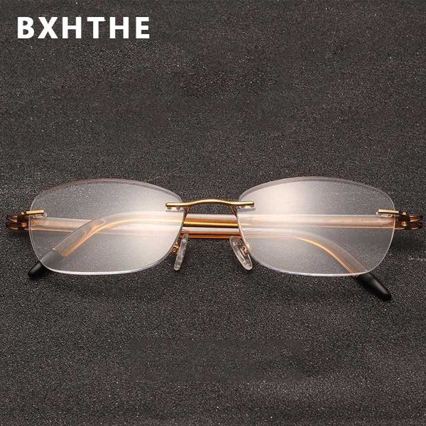 

new luxury men women tr90 reading glasses anti blue light magnification frameless eyewear presbyopic glasses diopter +1 +2, White;black