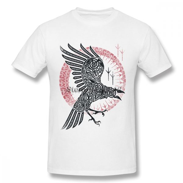 

viking ragnar raven t-shirt for men short sleeve cotton plus size custom tee