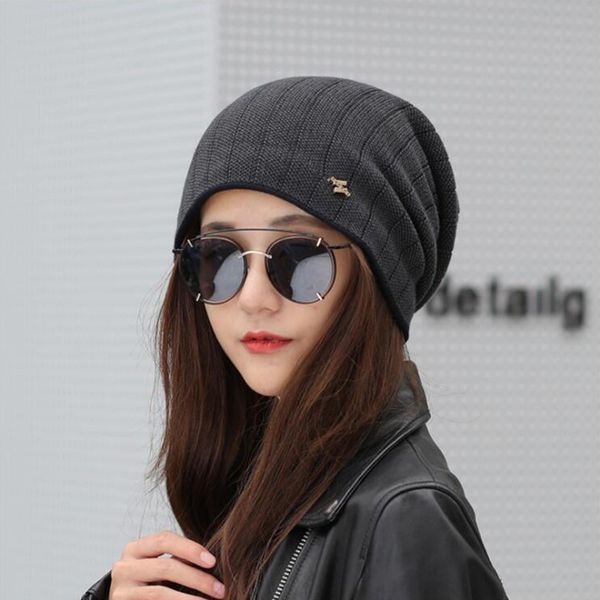 

nder 2020 autumn and winter new color wool hat labeling knit hat fashion warm earmuffs cold outdoor baotou, Blue;gray