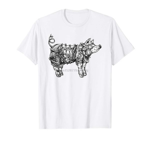 

steampunk pig t-shirt with goggles gears corset cotton casual men t shirts men ing