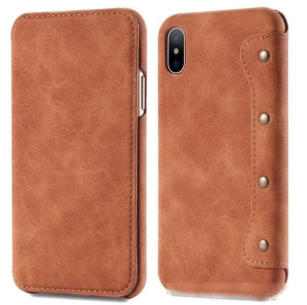 

leather phone protective case for iphone xs xr xsmax shockproof card wallet cover for samsung s9 s10