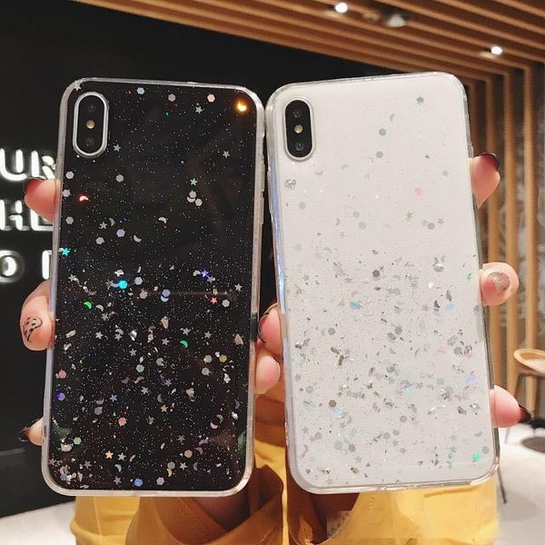 

for iphone xr xs max cases soft silicone shockproof back cover protector crystal bling glitter tpu clear case for 8 6 7 plus