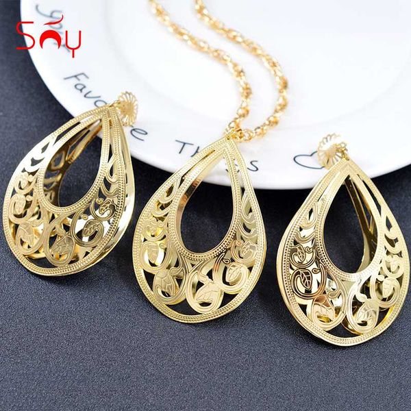 

солнечный jewelry романтические наборы украшений для женщин серьги ожерелье цветочный узор выводы для свадебных engagement, Silver