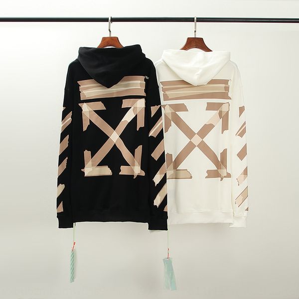 

fashion brandow airport yellow tape for men and women couple coat sweater european style loose hooded sweater coat 0avix, Black