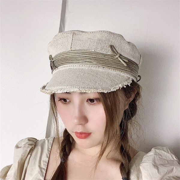 

beanie/skull caps fun-prouder european and american ladies summer fashion hat cotton linen decorative rope navy gray, Blue;gray