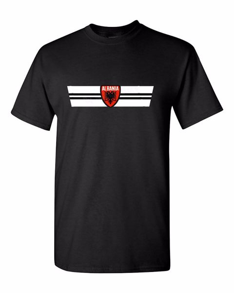 

2019 fashion short sleeve black t shirt round neck cotton casual mens ringer albania t-shirt footballer t shirts