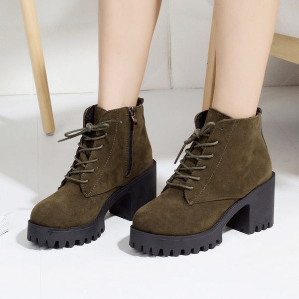 

boots winter shoes women thick bottom increase platform zip high-heeled ankle female suede warm plush botas, Black