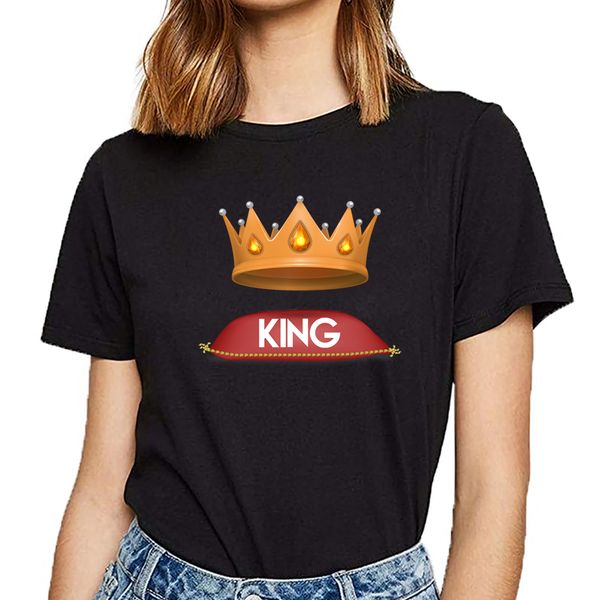 

t shirt women king and queen kawaii inscriptions custom female tshirt