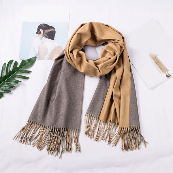 

double sided scarves for women winter shawls tassels scarves neck headband hijabs stoles lady pure blanket cashmere scarf, Blue;gray