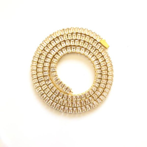 

gold&silver color iced out 1 row 6mm micro pave cz stone necklace