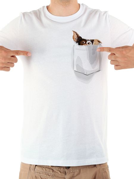 

gremlins in pocket funny t shirt homme 2019 summer new white casual short sleeve t shirt men