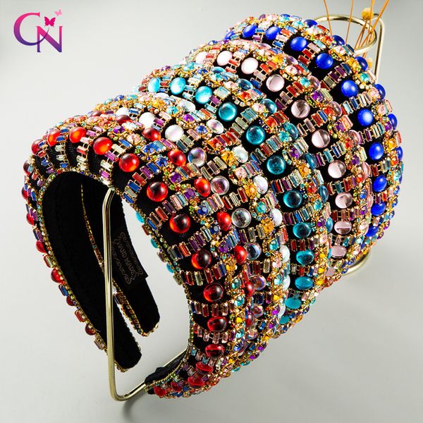 

hair accessories cn 5 pcs/lots baroque colorful crystal headband for woman vintage pearl rhinestone bands bride wedding